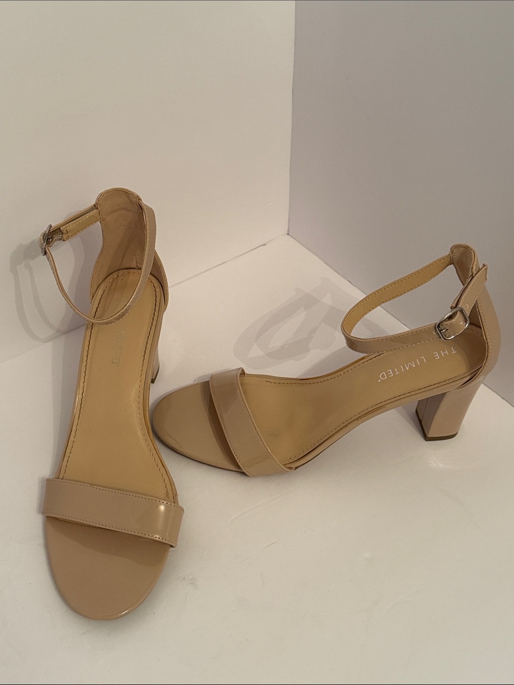 The Limited Nude Beige Ankle-Strap Block Heels